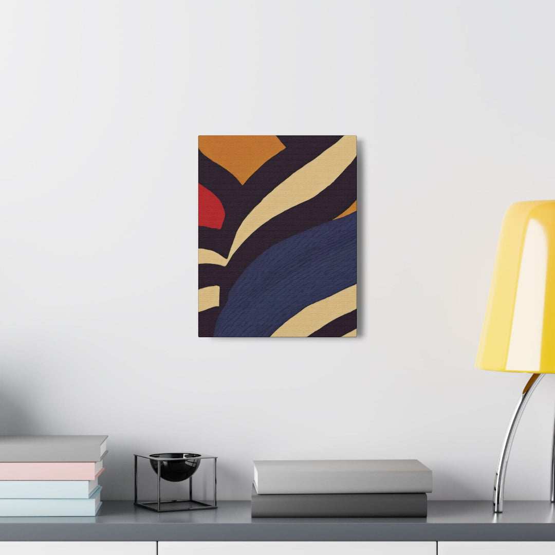 Canvas Wall Art Decor - Brown Red Blue Colorblock Lines - Decorative/Wall
