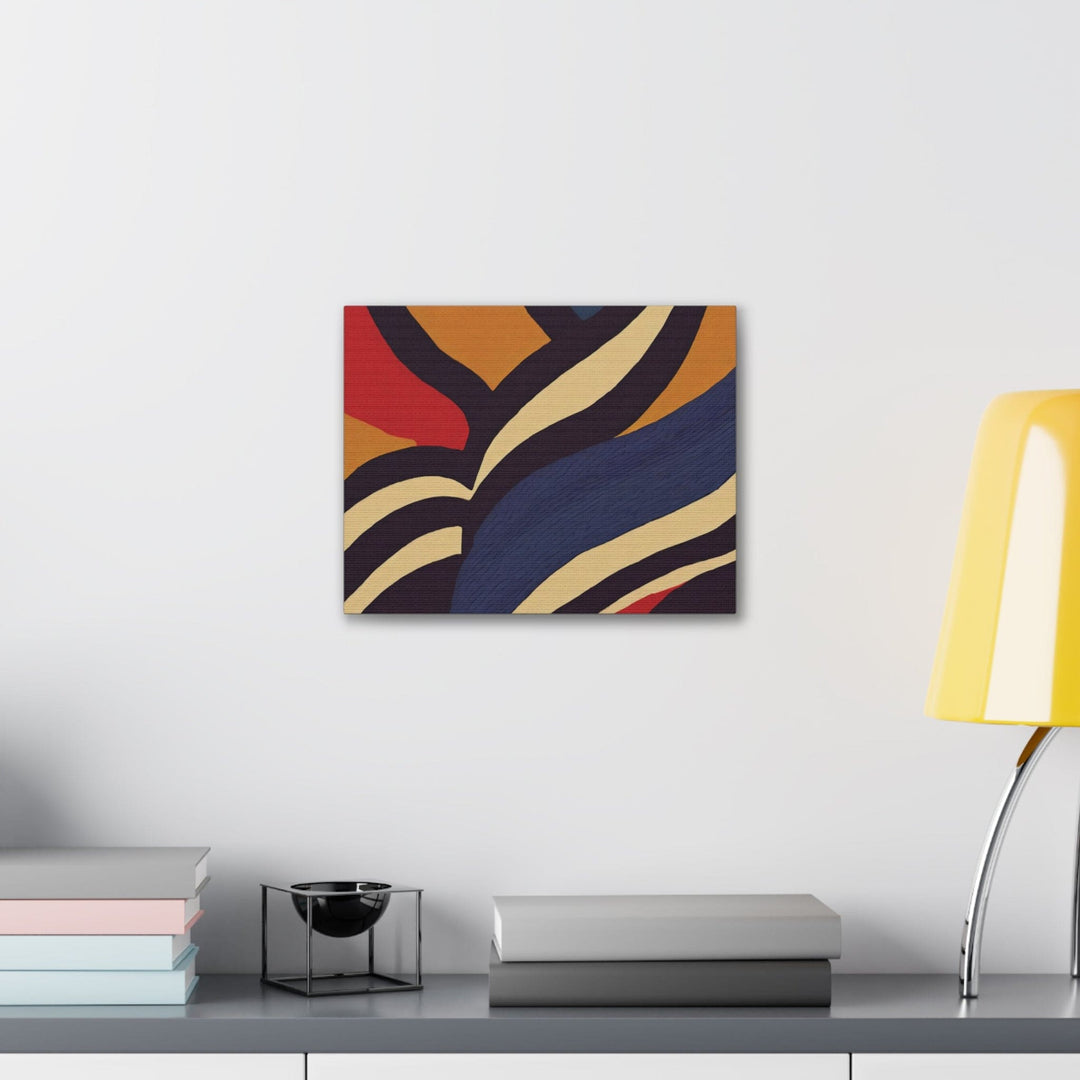 Canvas Wall Art Decor - Brown Red Blue Colorblock Lines - Decorative/Wall