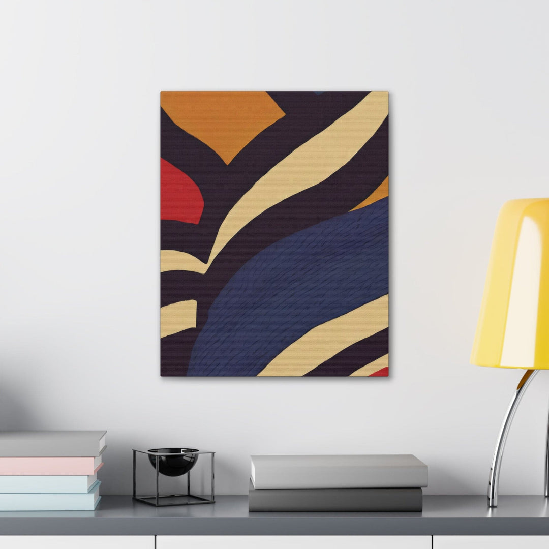 Canvas Wall Art Decor - Brown Red Blue Colorblock Lines - Decorative/Wall