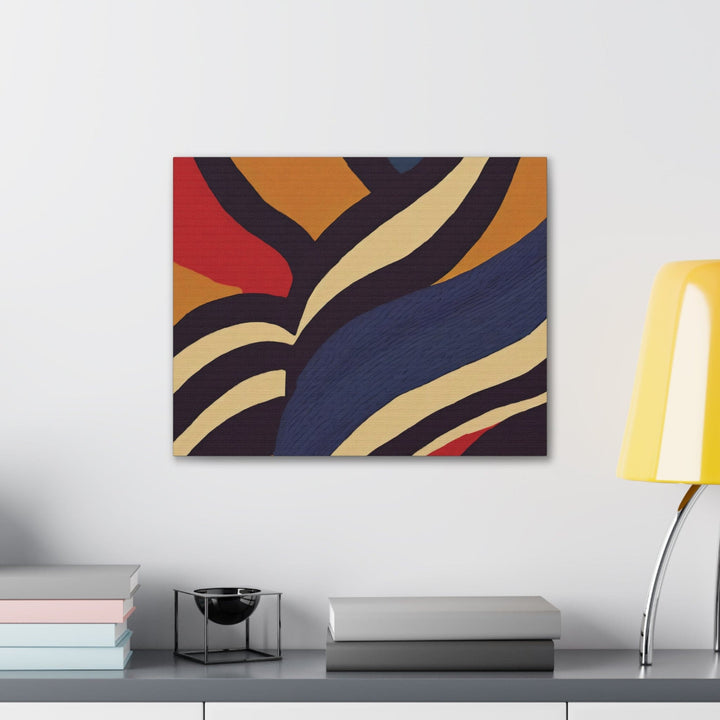 Canvas Wall Art Decor - Brown Red Blue Colorblock Lines - Decorative/Wall