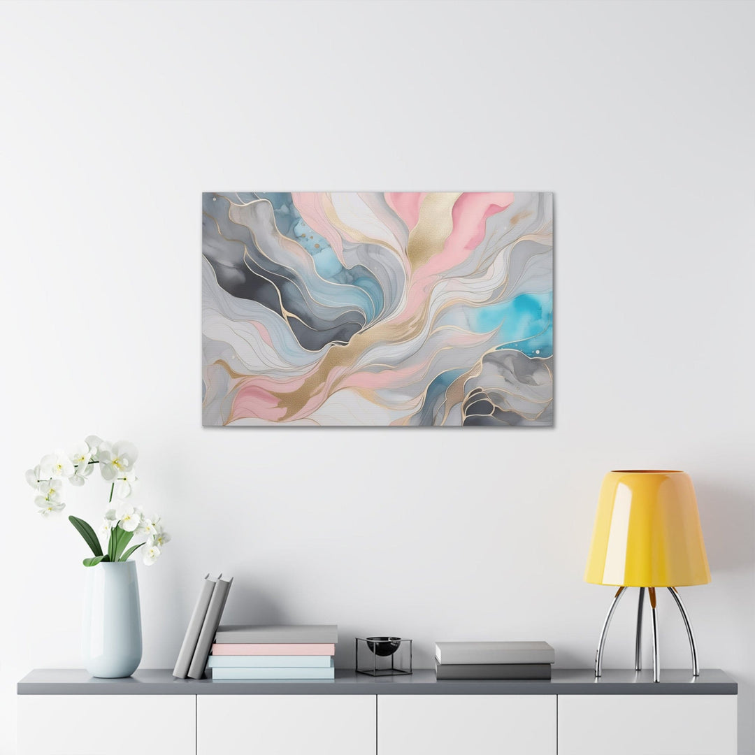 Canvas Wall Art Decor Marble Cloud of Grey Pink Blue 82395 - Decorative | Wall