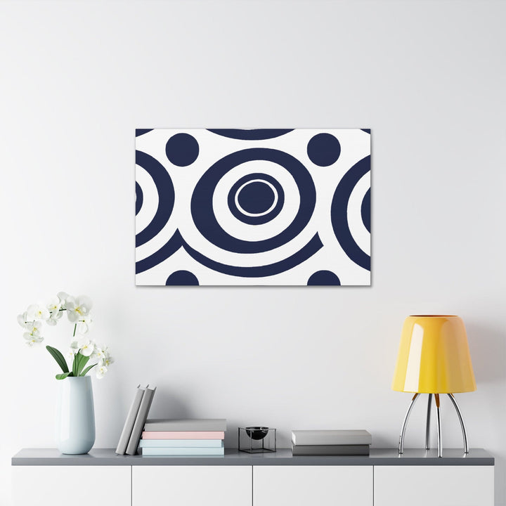 Canvas Wall Art Decor Navy Blue and White Circular Pattern - Decorative | Wall