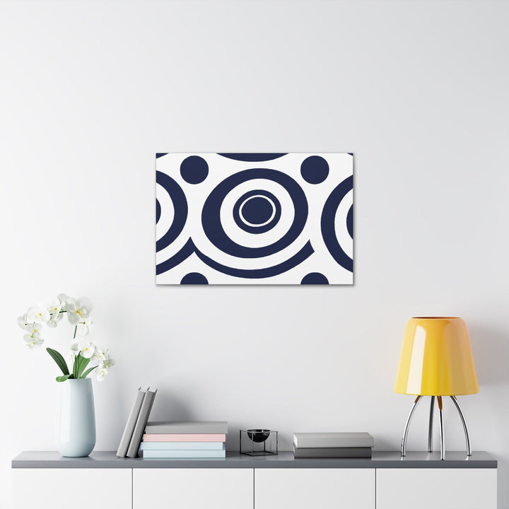 Canvas Wall Art Decor Navy Blue and White Circular Pattern - Decorative | Wall