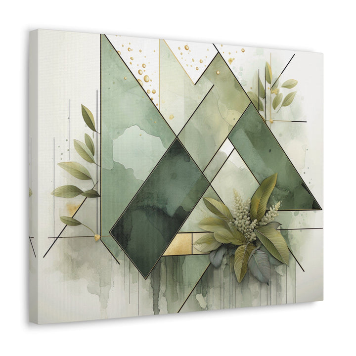 Canvas Wall Art Decor Olive Green Mint Leaf Geometric Print - Decorative | Wall