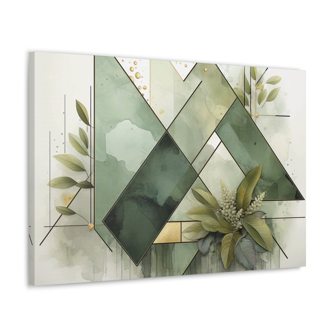 Canvas Wall Art Decor Olive Green Mint Leaf Geometric Print - Decorative | Wall