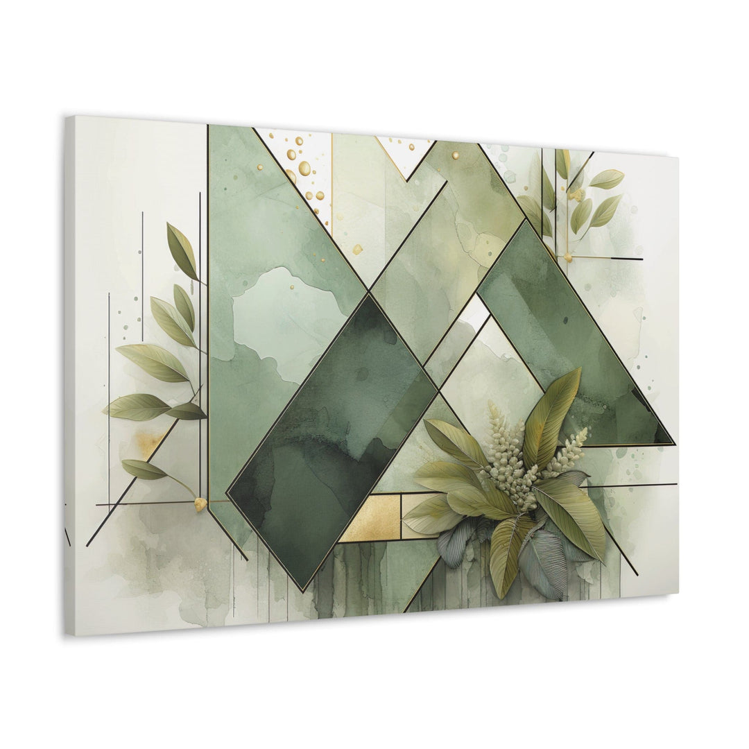 Canvas Wall Art Decor Olive Green Mint Leaf Geometric Print - Decorative | Wall