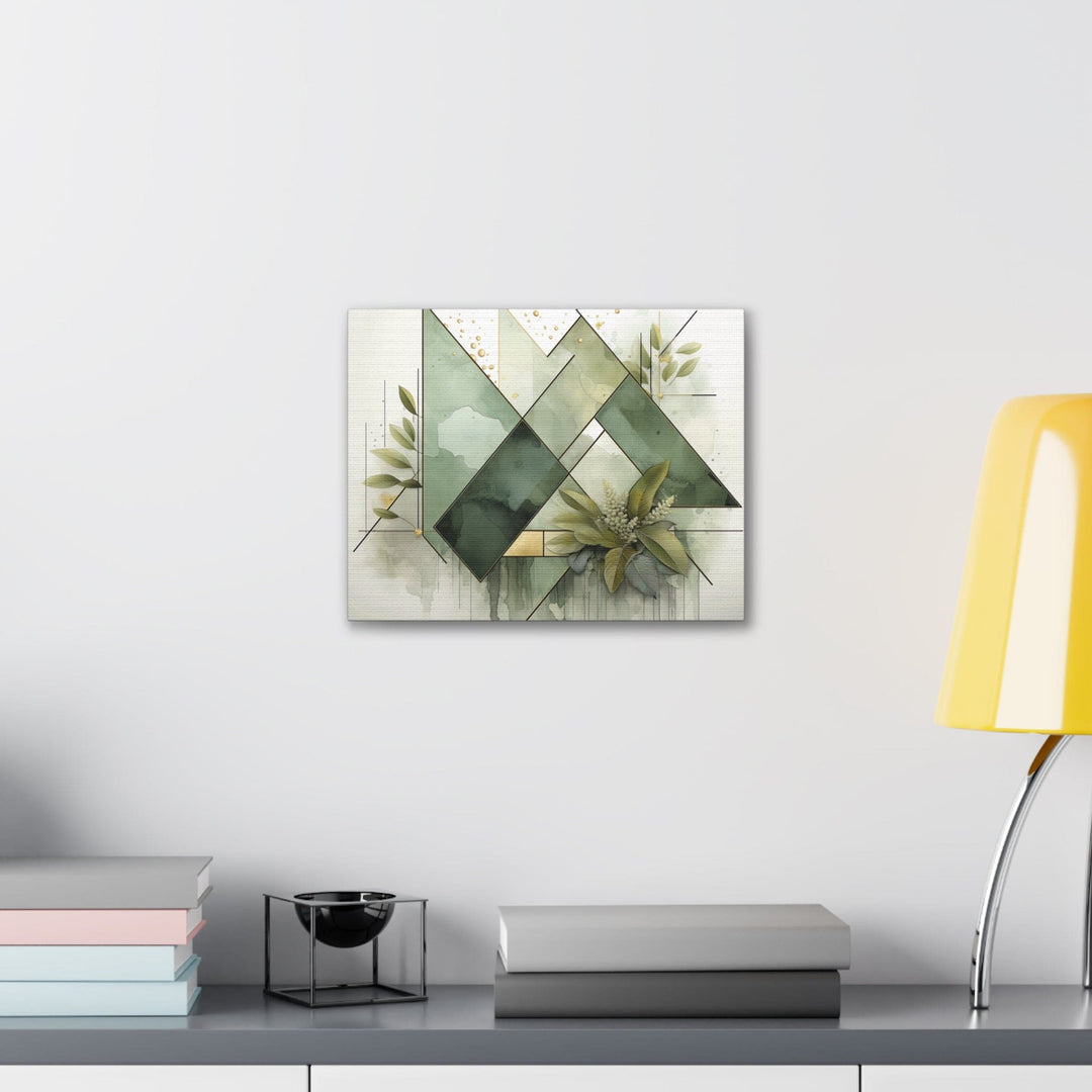 Canvas Wall Art Decor Olive Green Mint Leaf Geometric Print - Decorative | Wall