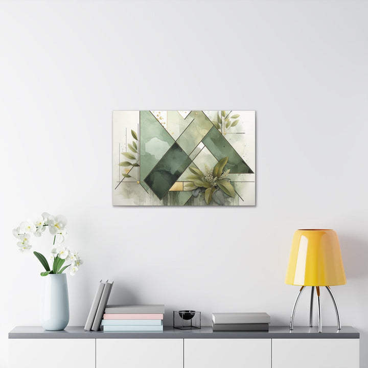 Canvas Wall Art Decor Olive Green Mint Leaf Geometric Print - Decorative | Wall