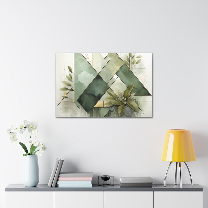 Canvas Wall Art Decor Olive Green Mint Leaf Geometric Print - Decorative | Wall