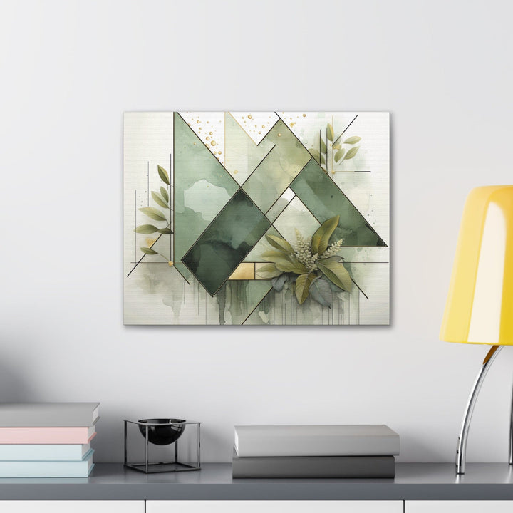 Canvas Wall Art Decor Olive Green Mint Leaf Geometric Print - Decorative | Wall