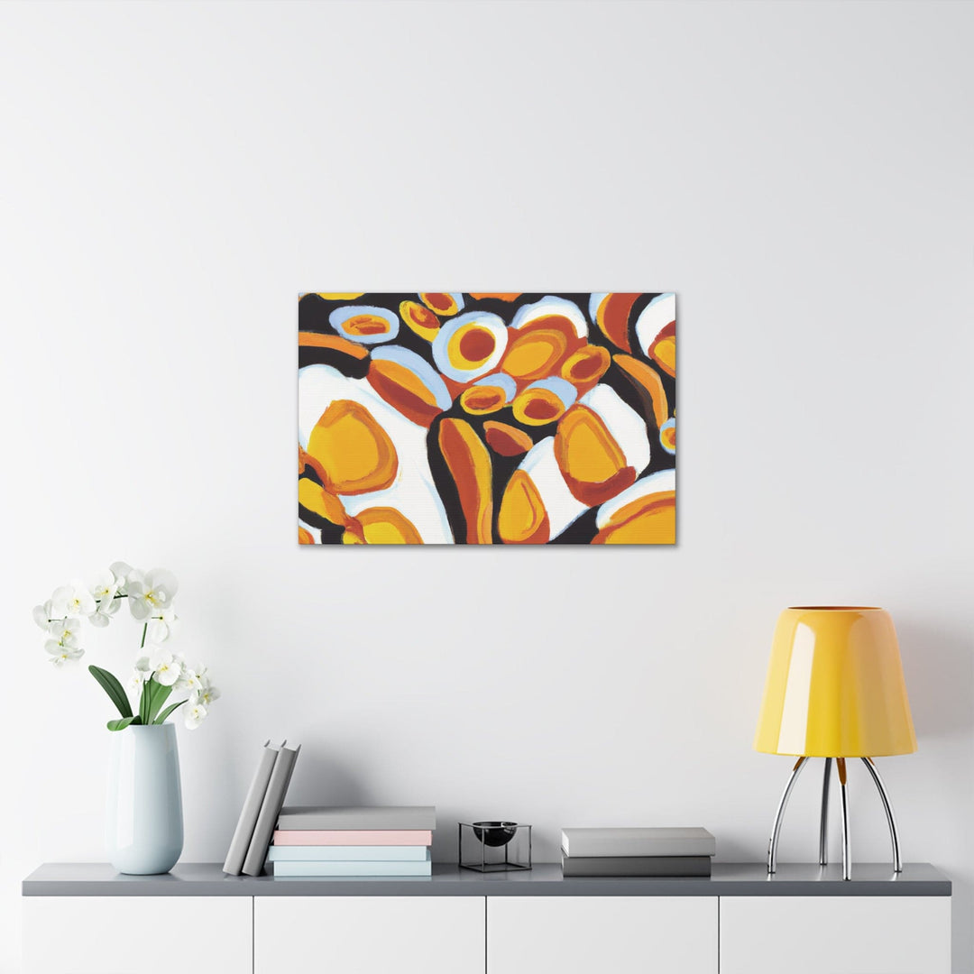 Canvas Wall Art Decor Orange Black White Geometric Print Pattern - Decorative