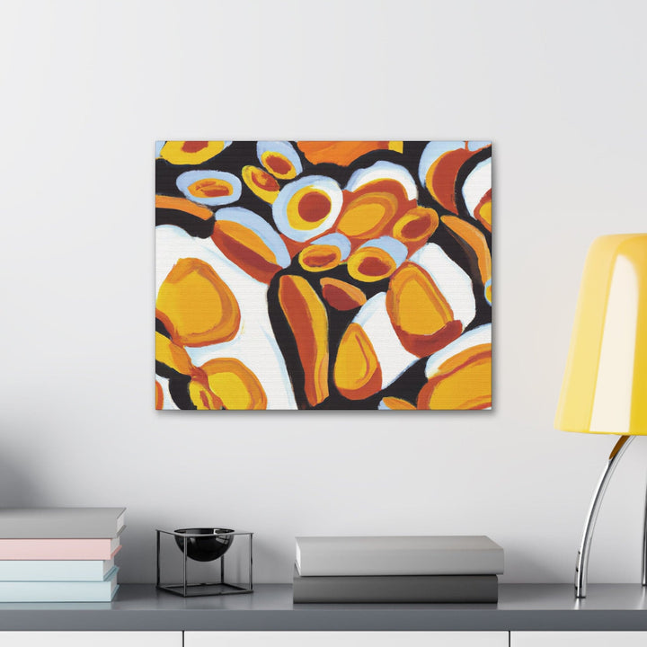 Canvas Wall Art Decor Orange Black White Geometric Print Pattern - Decorative