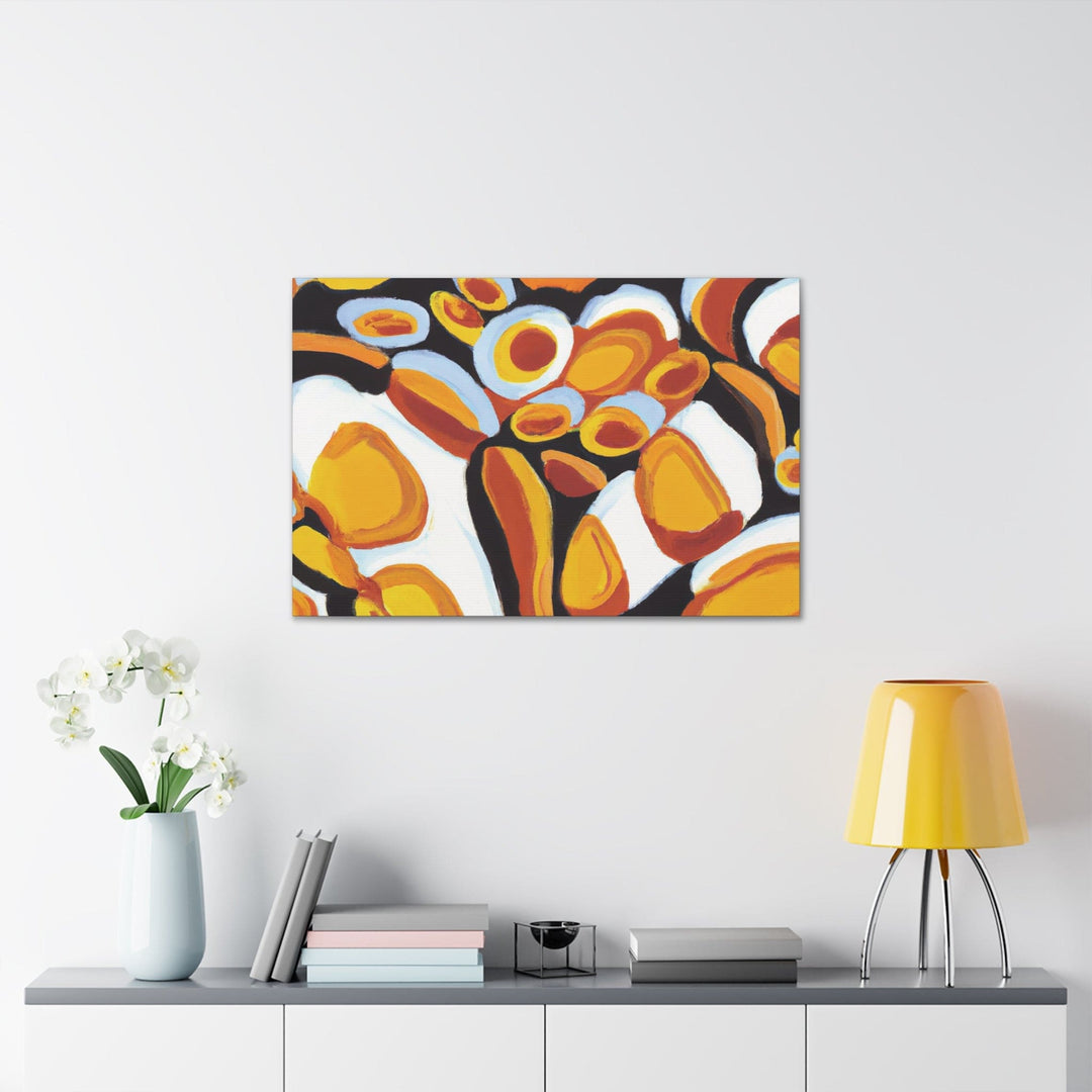 Canvas Wall Art Decor Orange Black White Geometric Print Pattern - Decorative