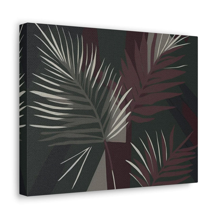 Canvas Wall Art Decor Palm Tree Leaves Maroon Green Background Minimalist Art