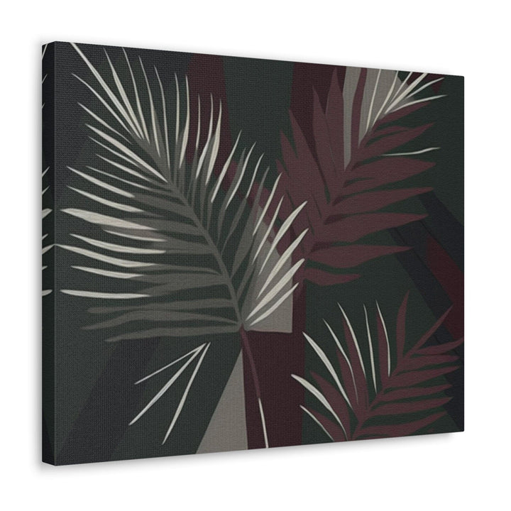 Canvas Wall Art Decor Palm Tree Leaves Maroon Green Background Minimalist Art