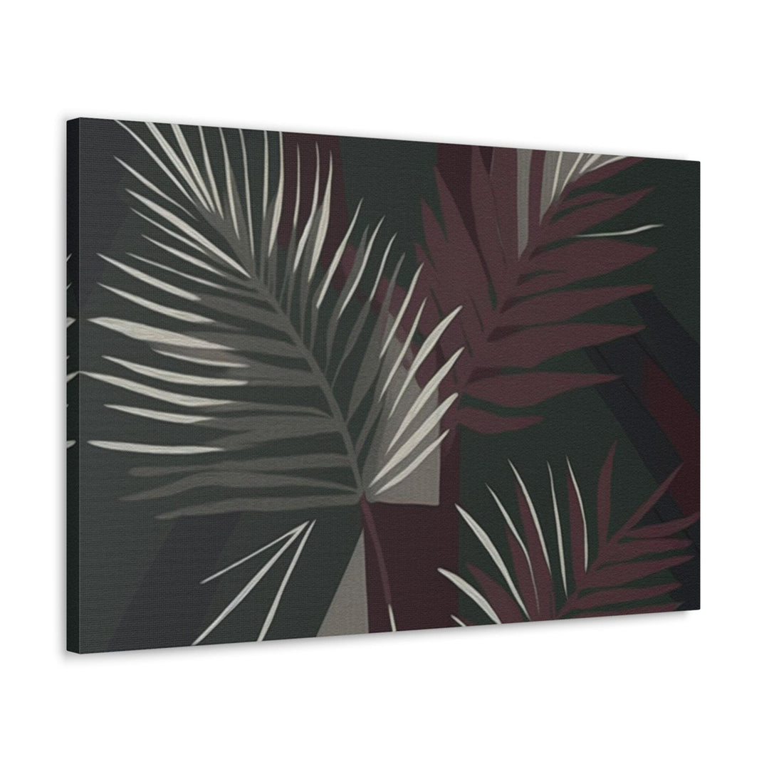 Canvas Wall Art Decor Palm Tree Leaves Maroon Green Background Minimalist Art