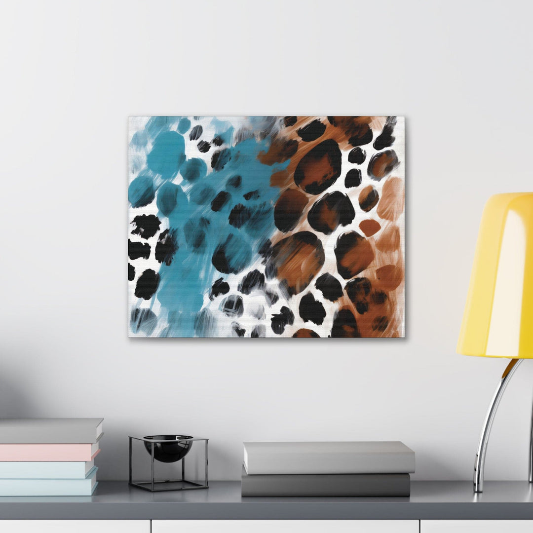 Canvas Wall Art Decor Rustic Blue and Brown Spotted Pattern - Decorative | Wall