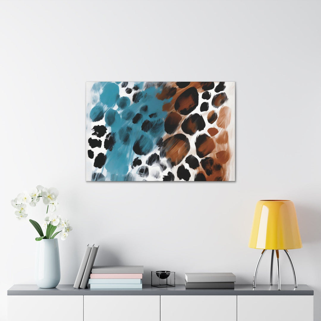 Canvas Wall Art Decor Rustic Blue and Brown Spotted Pattern - Decorative | Wall