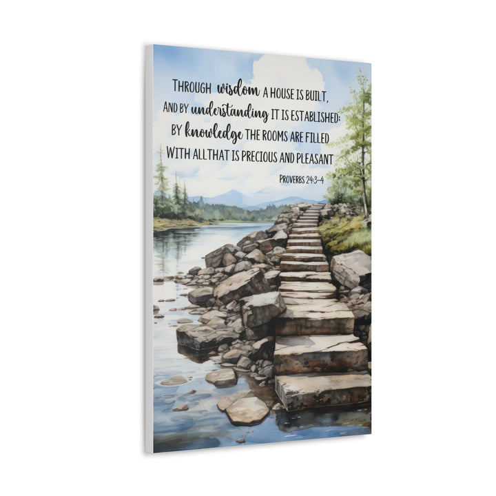 Canvas Wall Art Decor - Stepping Stones Watercolor - Through Wisdom a House