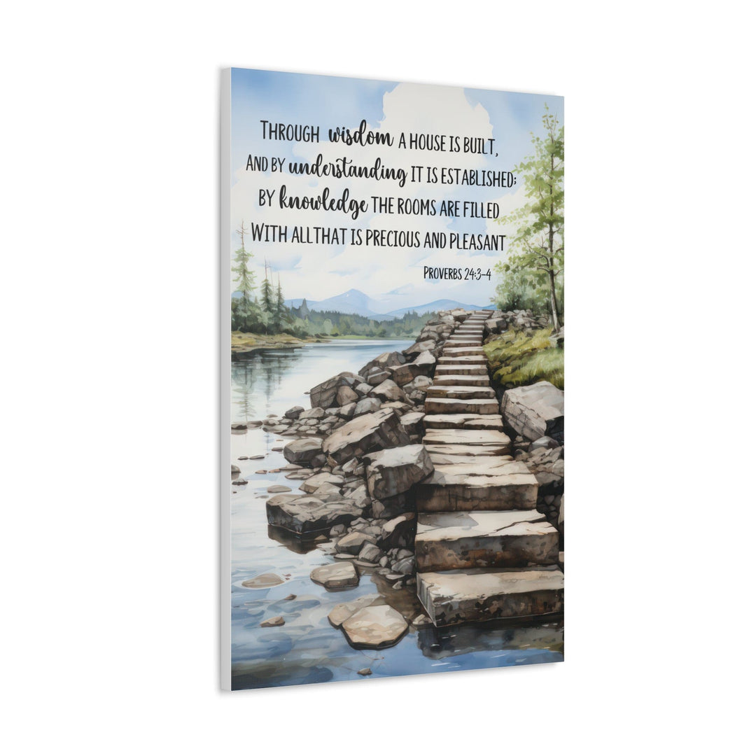 Canvas Wall Art Decor - Stepping Stones Watercolor - Through Wisdom a House