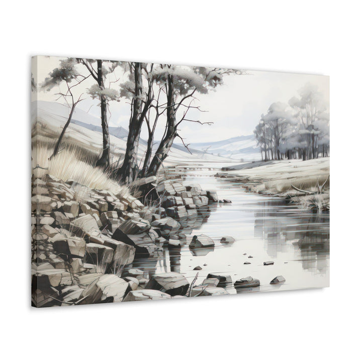 Canvas Wall Art Decor - Still Waters Watercolor Peaceful Lake Print