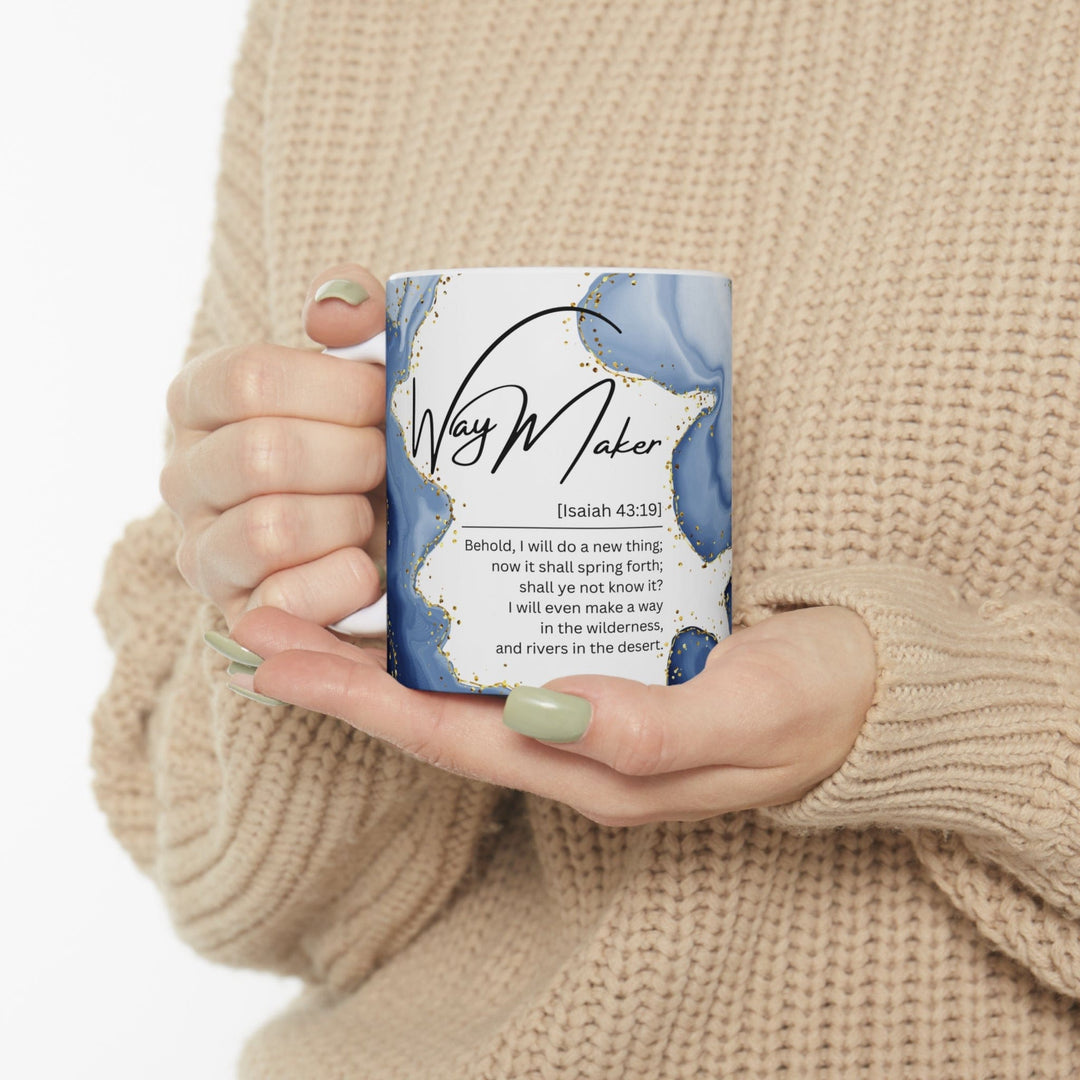 Ceramic Coffee Mug 11oz - Way Maker Blue Design - Decorative/Ceramic Mugs/11oz