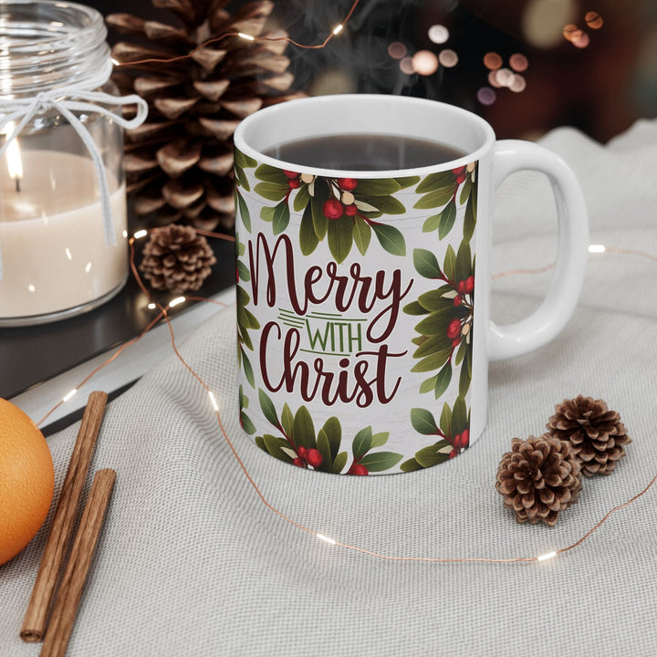 Ceramic Gift Mug - Merry with Christ - Decorative/Ceramic Mugs/11oz/15oz