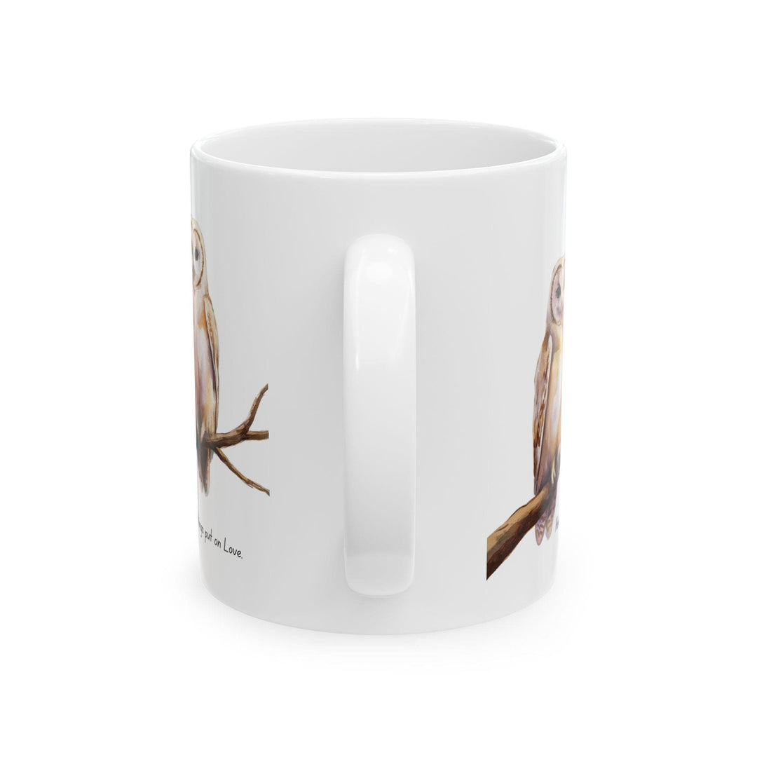 Ceramic Gift Mug - Two White Owls - Scripture Inspired - Above All Things Put