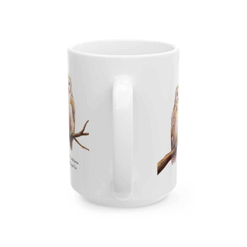 Ceramic Gift Mug - Two White Owls - Scripture Inspired - Faith is the Substance