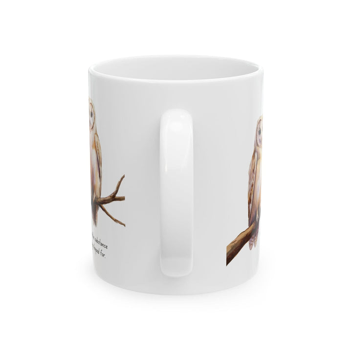 Ceramic Gift Mug - Two White Owls - Scripture Inspired - Faith is the Substance