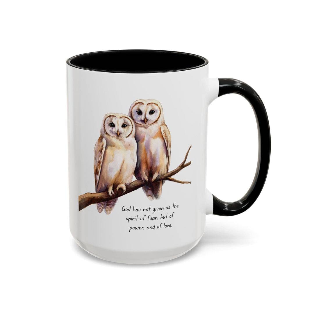 Ceramic Gift Mug - Two White Owls - Scripture Inspired - God has not Given