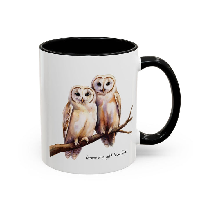 Ceramic Gift Mug - Two White Owls - Scripture Inspired - Grace is a Gift