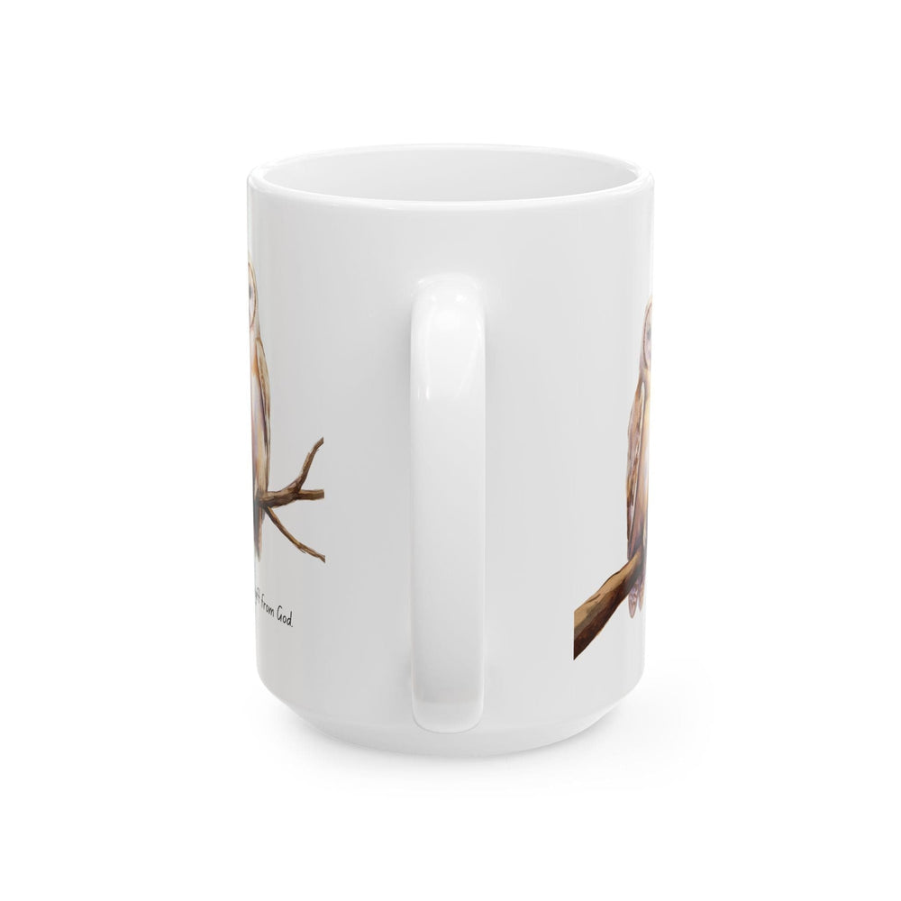 Ceramic Gift Mug - Two White Owls - Scripture Inspired - Grace is a Gift