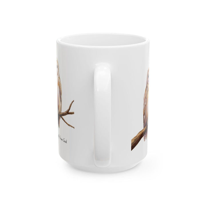 Ceramic Gift Mug - Two White Owls - Scripture Inspired - Grace is a Gift
