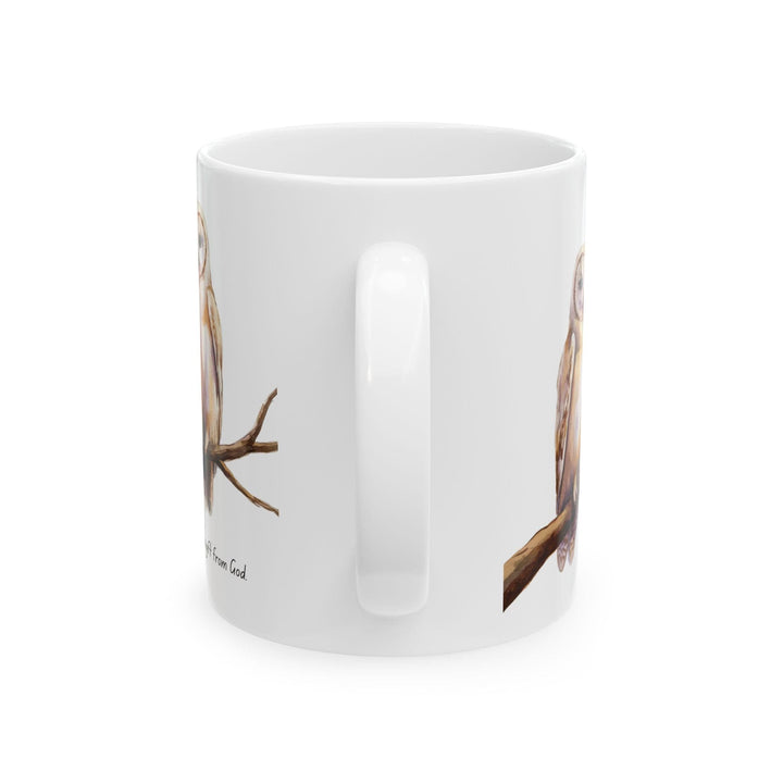 Ceramic Gift Mug - Two White Owls - Scripture Inspired - Grace is a Gift