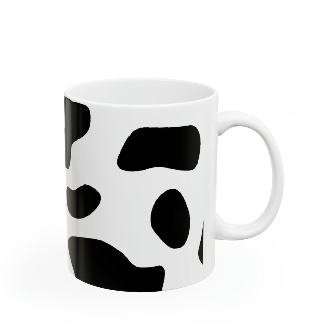 Ceramic Mug 15oz Black and White Abstract Cow Print Pattern - Decorative