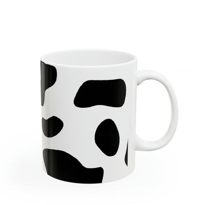 Ceramic Mug 15oz Black And White Abstract Cow Print Pattern - Decorative | Mugs