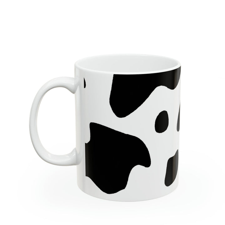 Ceramic Mug 15oz Black and White Abstract Cow Print Pattern - Decorative