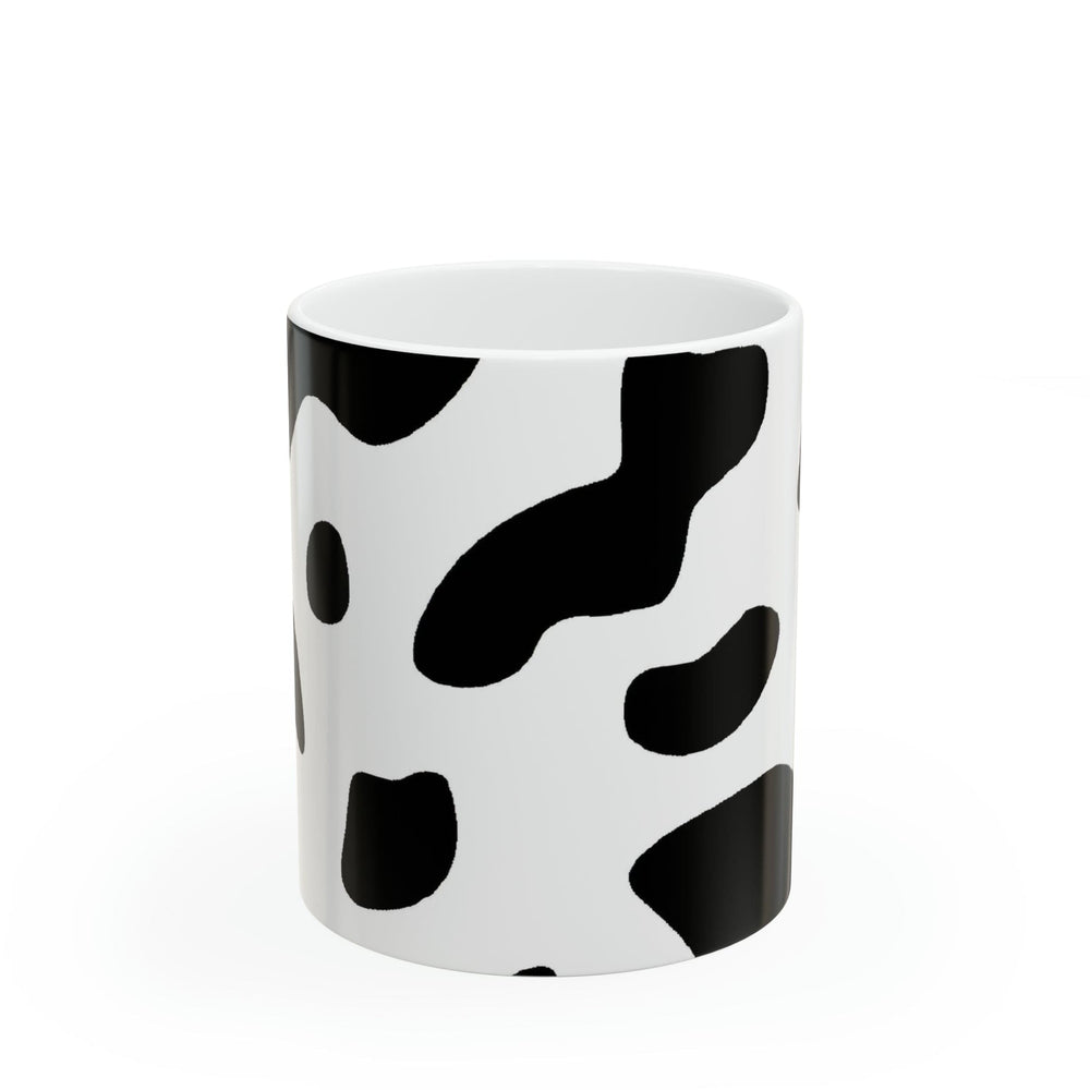 Ceramic Mug 15oz Black and White Abstract Cow Print Pattern - Decorative