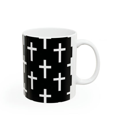 Ceramic Mug 15oz Black And White Seamless Cross Pattern - Decorative | Mugs 11oz