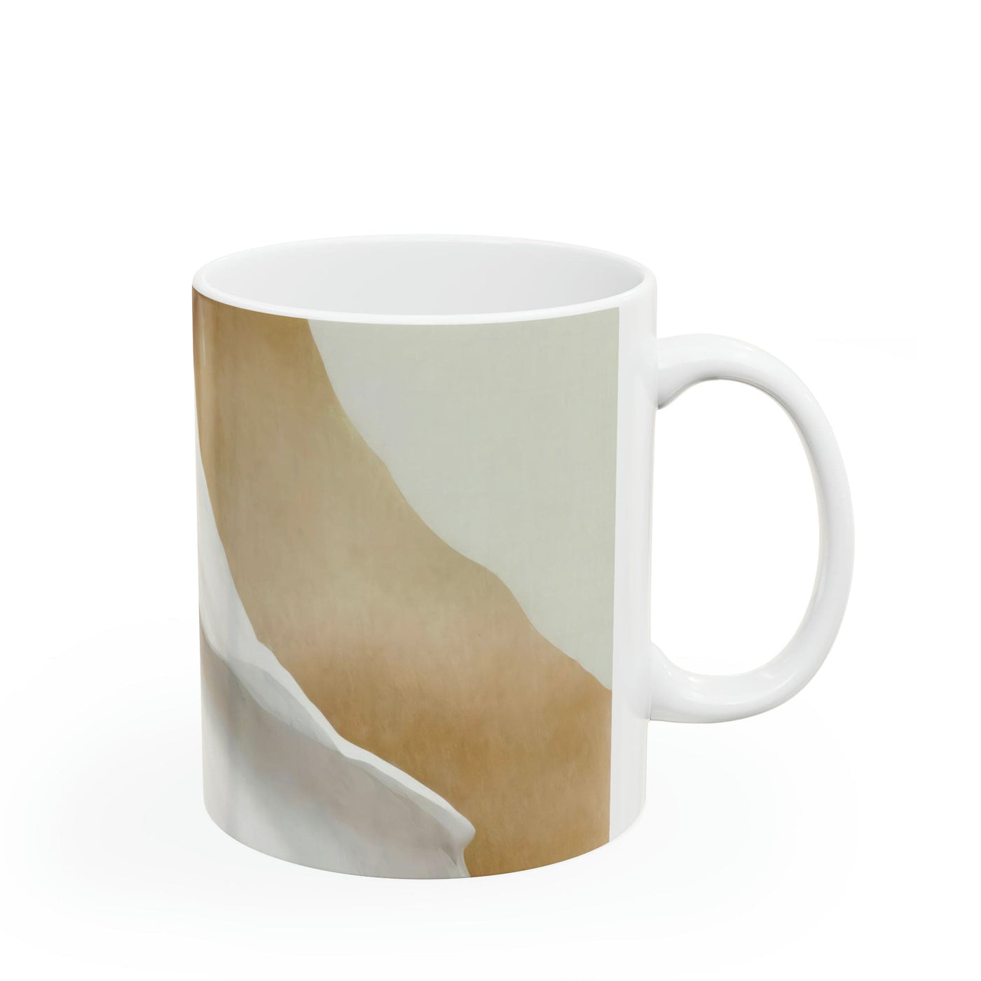 Ceramic Mug 15oz Cream White Green Marbled Print - Decorative | Mugs 11oz