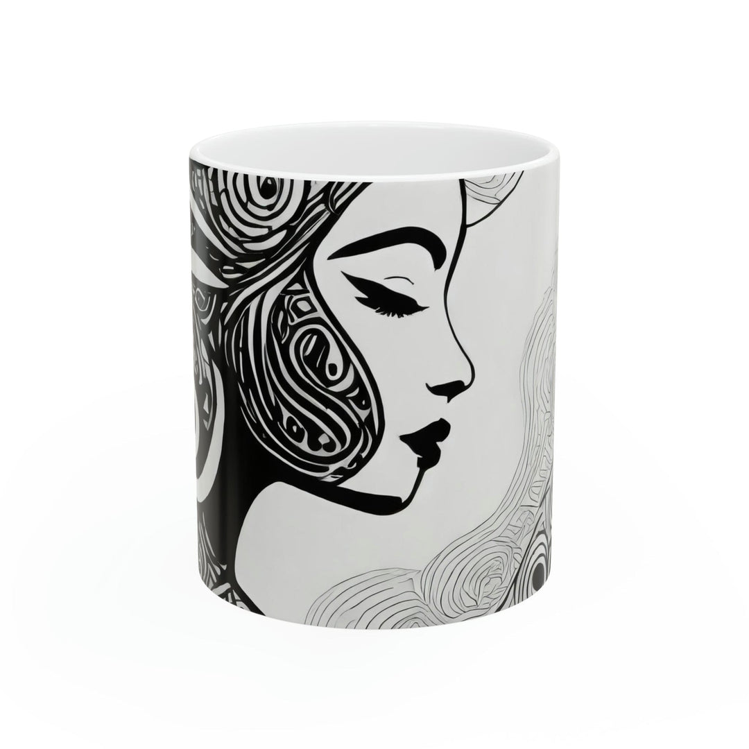 Ceramic Mug 15oz Female Black Line Art Print 7134 - Decorative | Ceramic Mugs