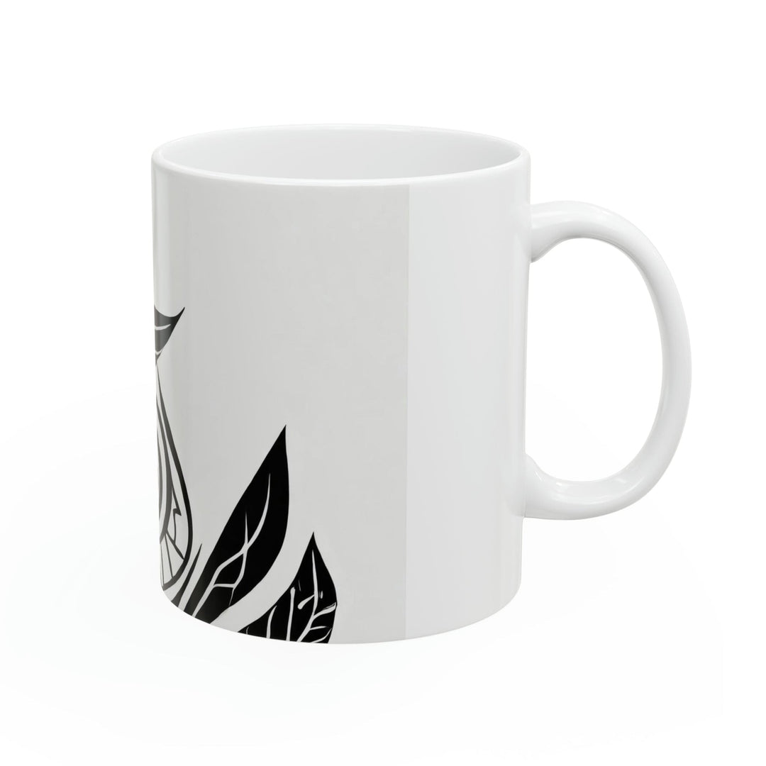 Ceramic Mug 15oz Floral Black Line Art Print 54615 - Decorative | Ceramic Mugs