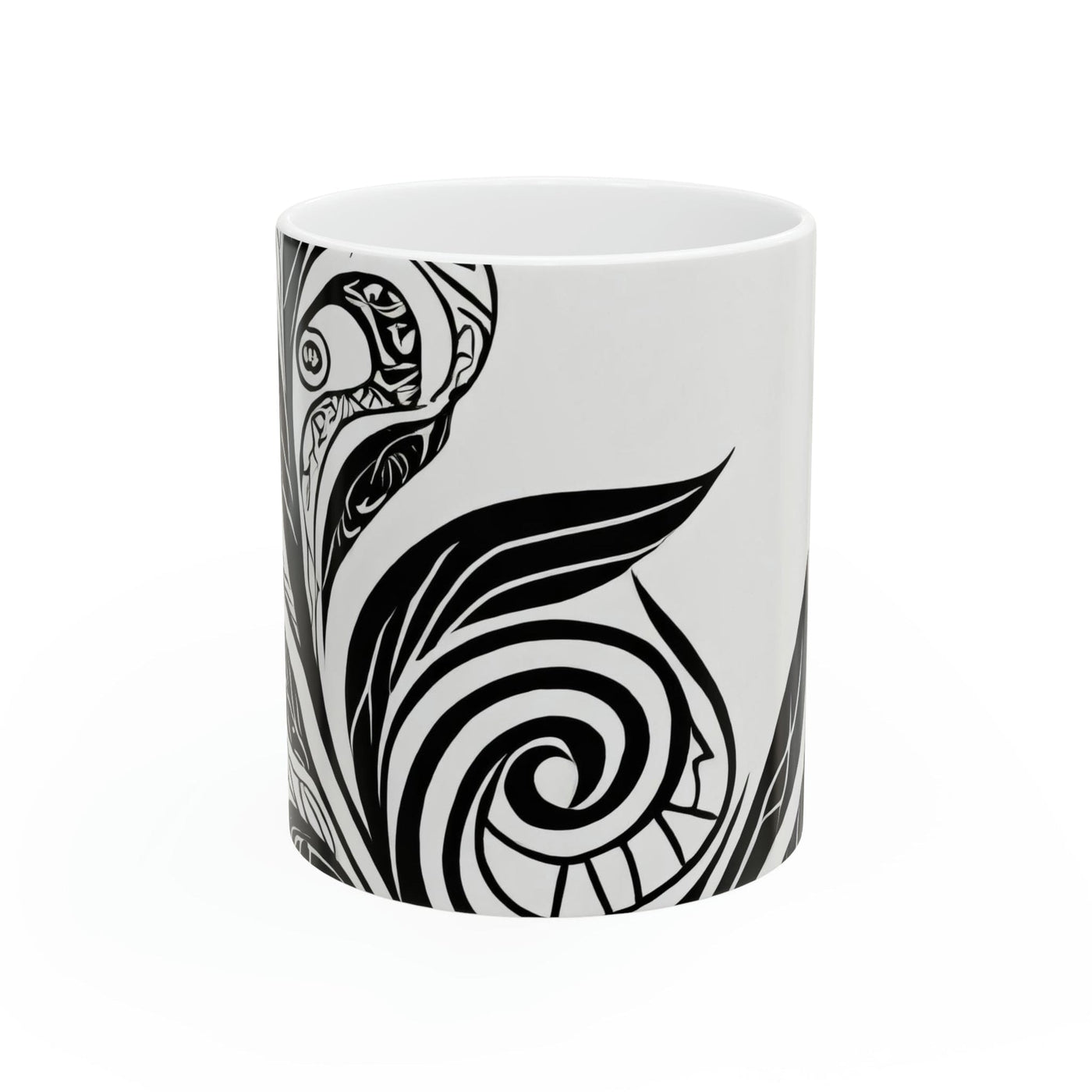 Ceramic Mug 15oz Floral Black Line Art Print 54615 - Decorative | Mugs 11oz