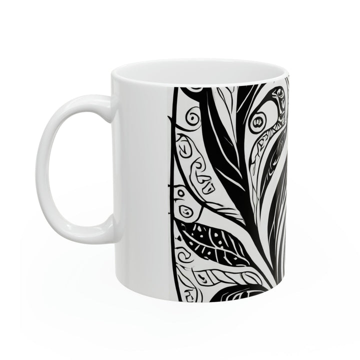 Ceramic Mug 15oz Floral Black Line Art Print 54615 - Decorative | Ceramic Mugs