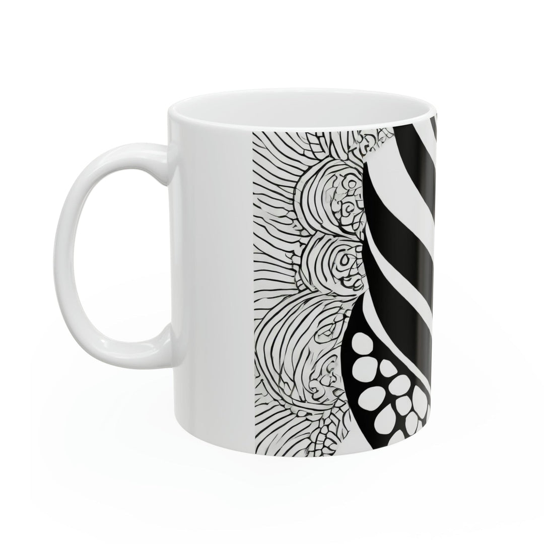 Ceramic Mug 15oz Floral Black Line Art Print 60110 - Decorative | Ceramic Mugs