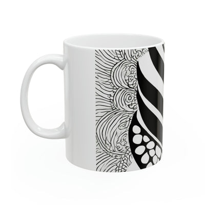Ceramic Mug 15oz Floral Black Line Art Print 60110 - Decorative | Mugs 11oz