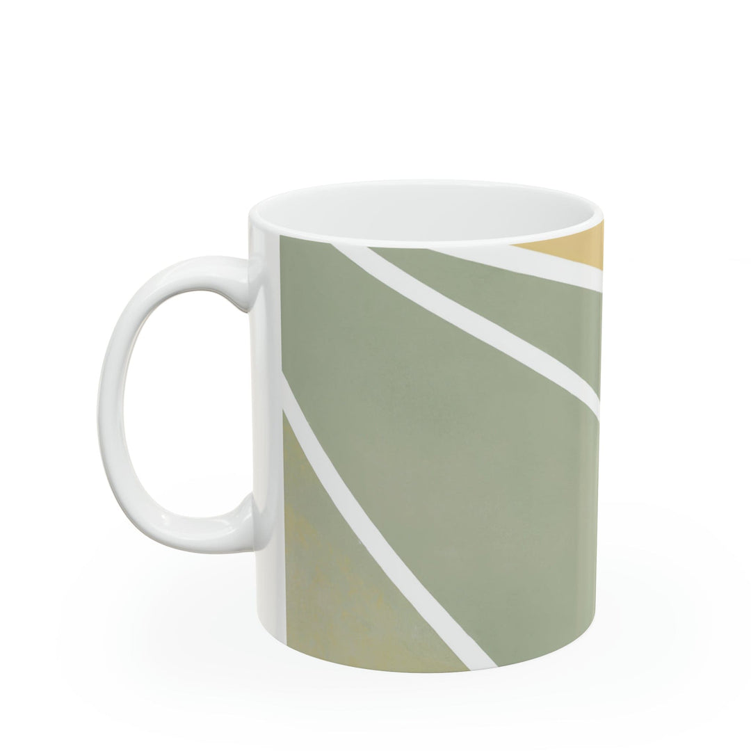 Ceramic Mug 15oz Green Abstract Geometric Pattern - Decorative | Ceramic Mugs