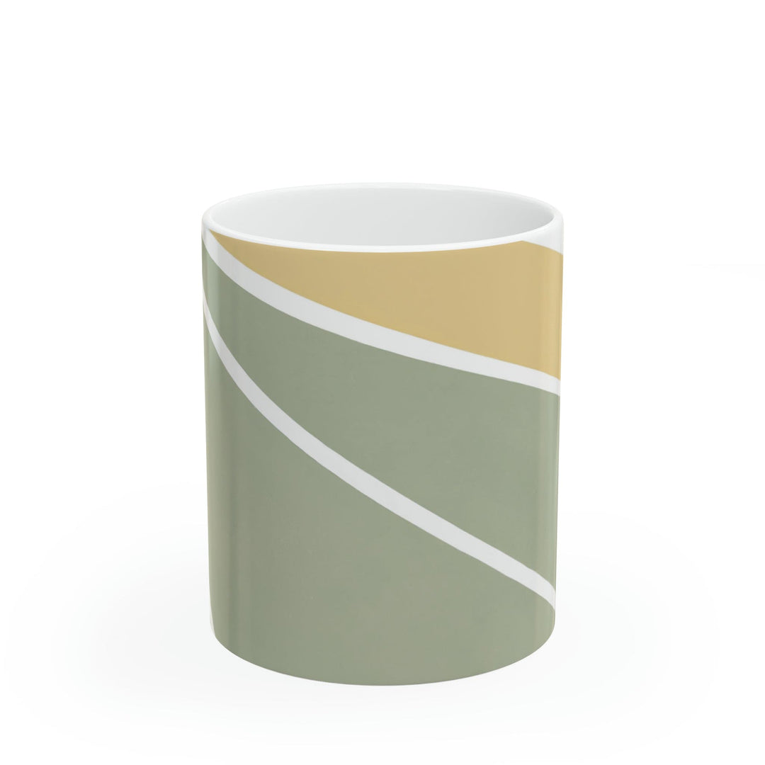 Ceramic Mug 15oz Green Abstract Geometric Pattern - Decorative | Ceramic Mugs