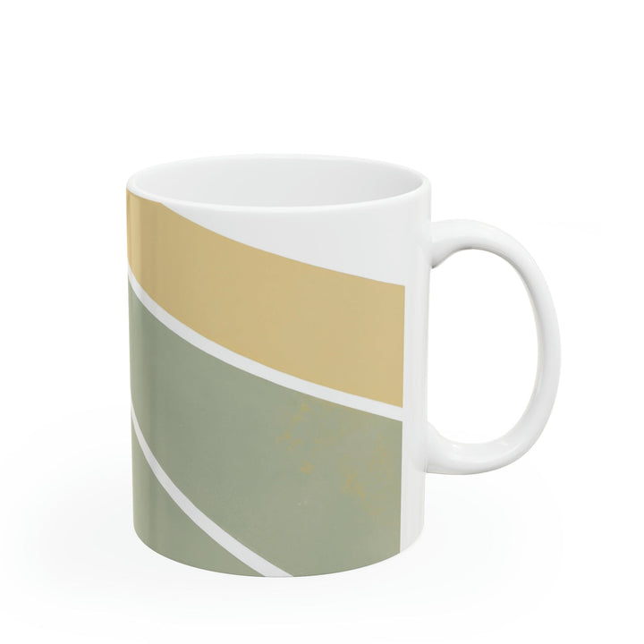 Ceramic Mug 15oz Green Abstract Geometric Pattern - Decorative | Ceramic Mugs